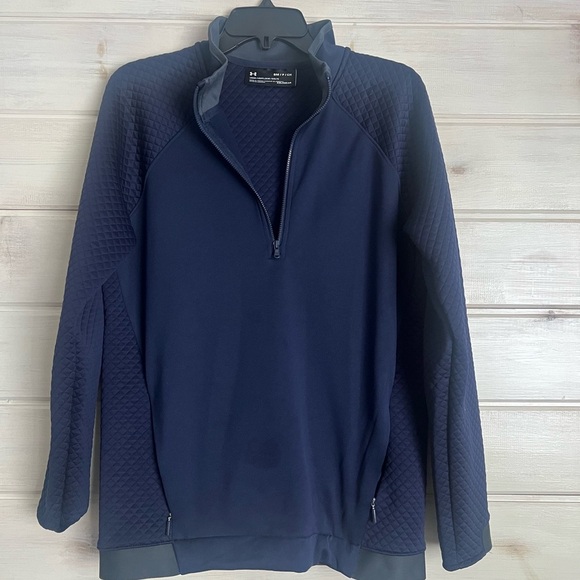 Under Armour Other - Under Armour Mens Small Navy Blue Cold Gear Loose Quarter Zip Pullover